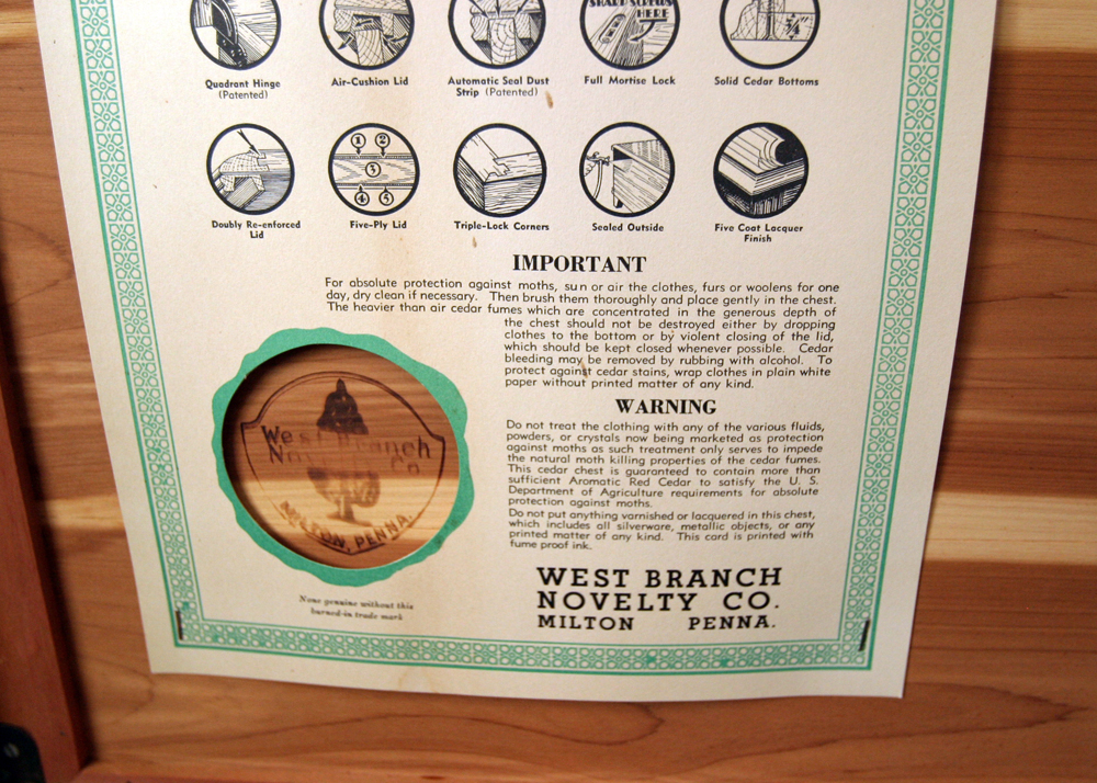 West Branch Novelty Company Cedar Chest EBTH