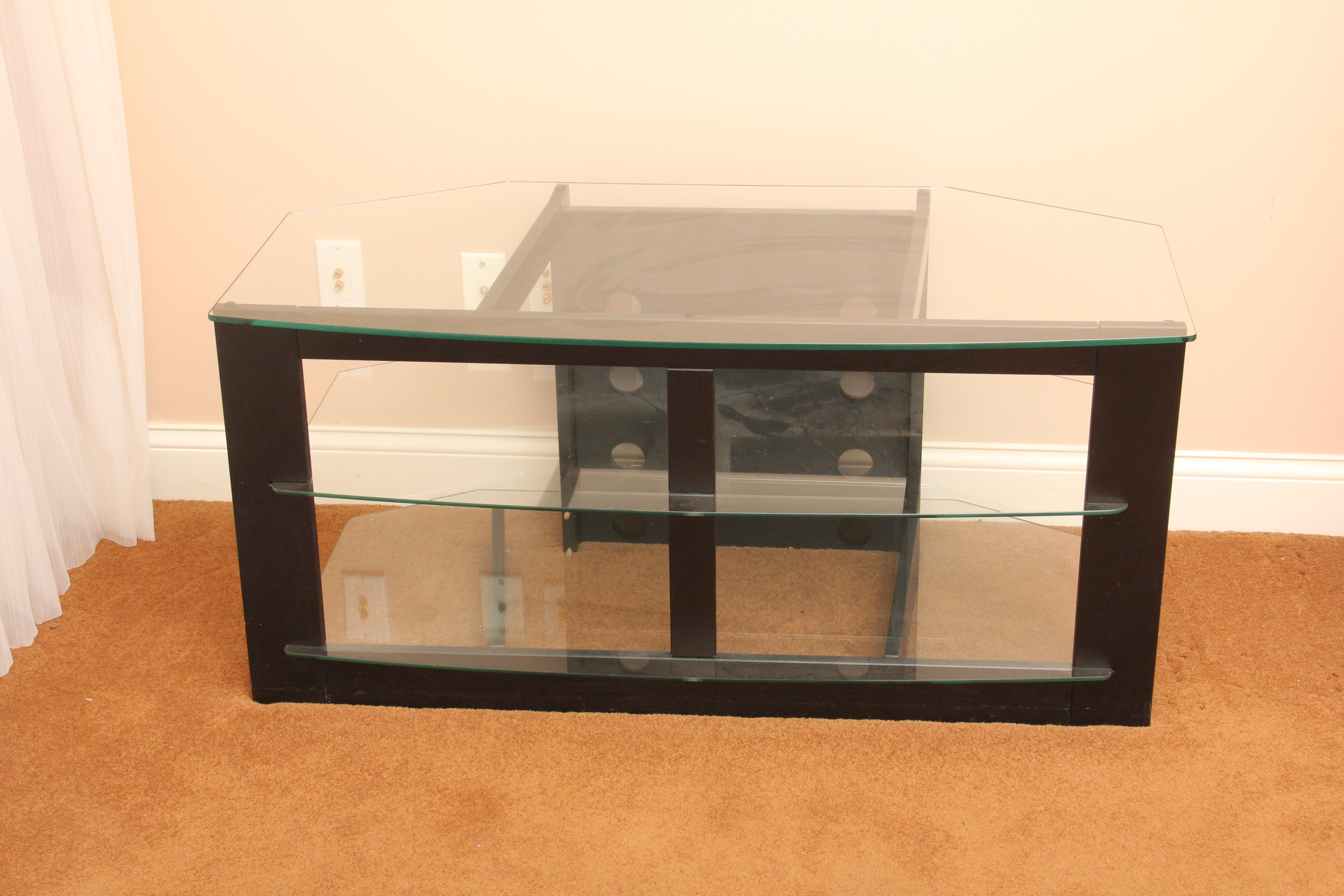 Contemporary Glass Top Entertainment Stand EBTH