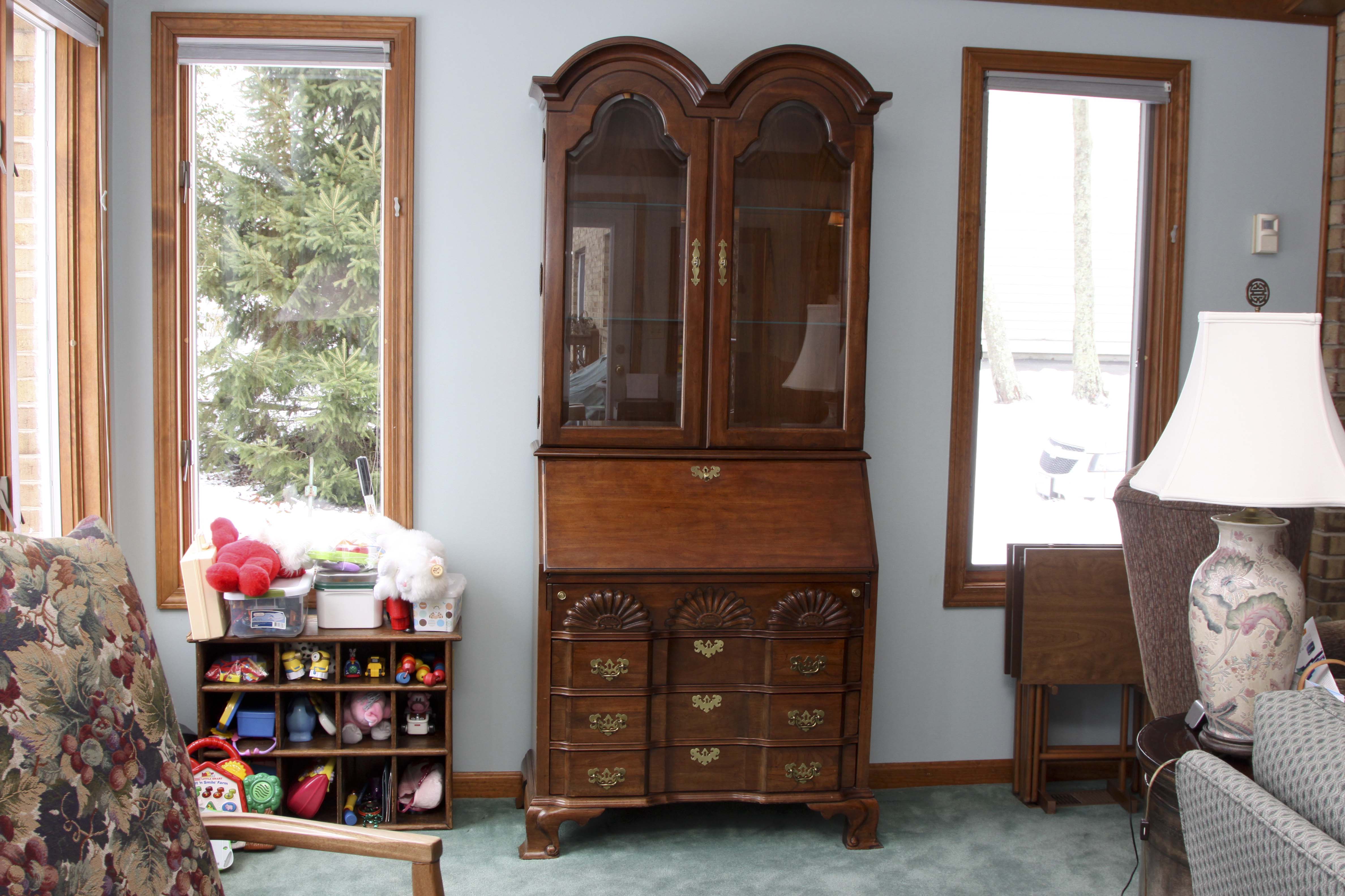 Vintage Secretary Desk With Hutch Antique RollTop Secretary Desk