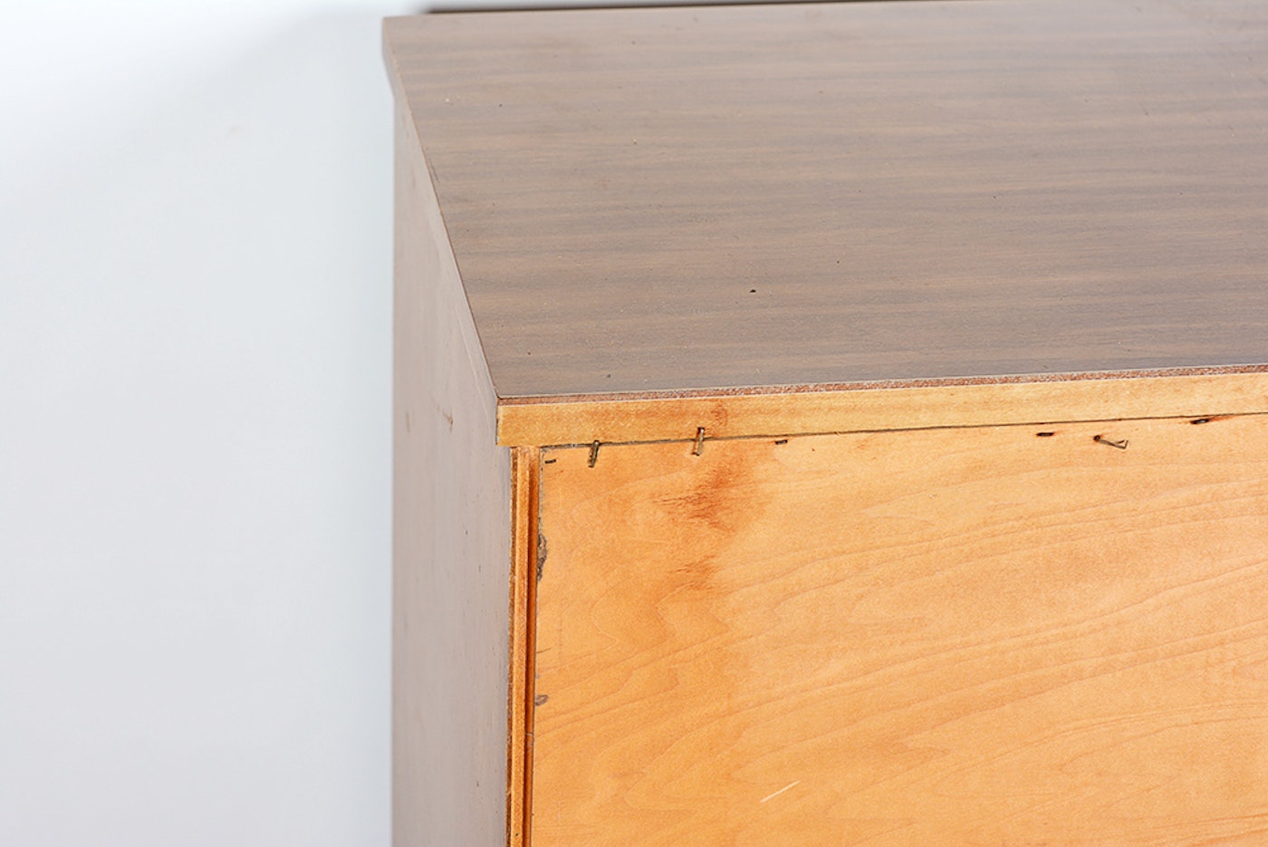 Walnut Stained Double Door Two Shelf Storage Unit : EBTH