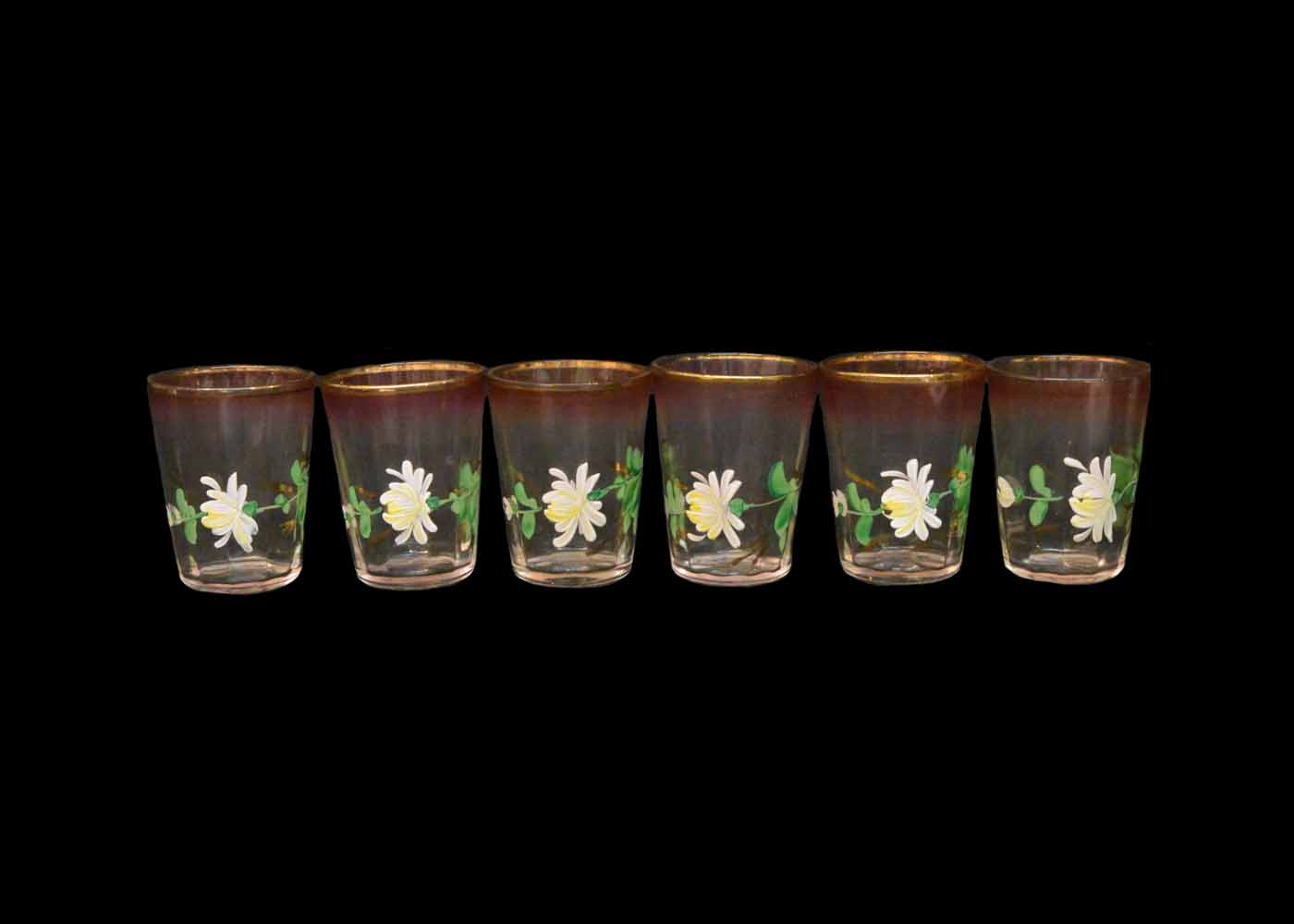 Collection of Victorian Drinking Glasses with Enamel Detail EBTH