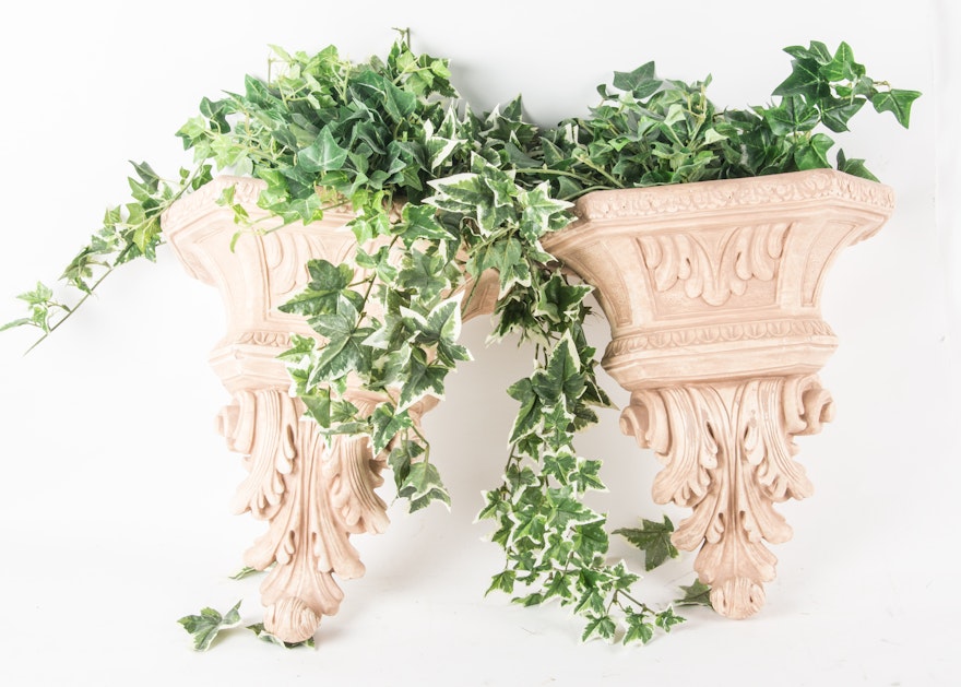Figural Wall Sconces With Greenery | EBTH on Wall Sconces For Greenery id=68845