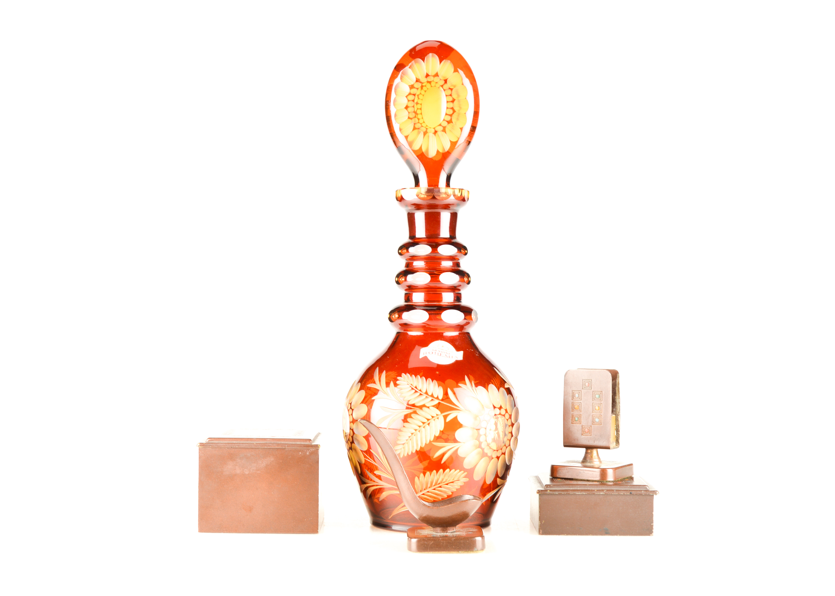 Glass Decanter and Bradley & Hubbard Desk Set EBTH