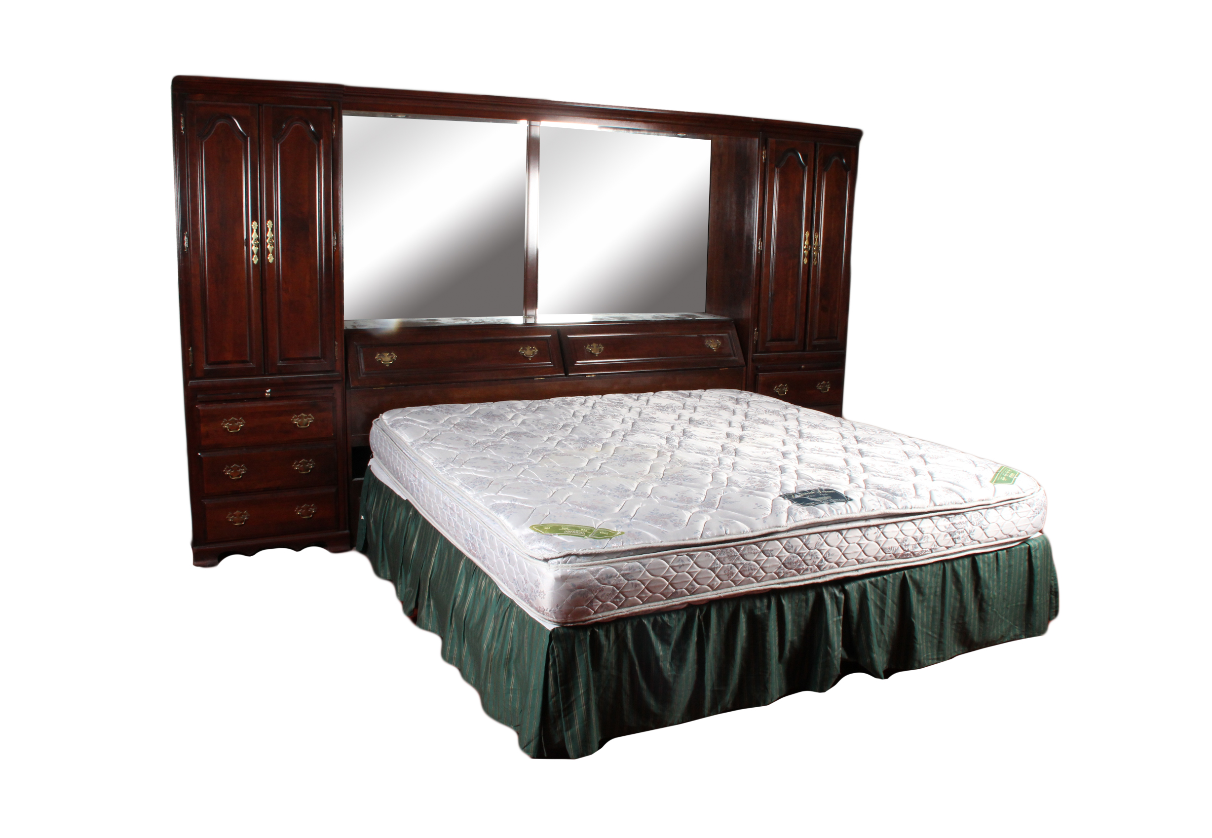 Mirrored Mahogany King Size Cabinet Bed | EBTH
