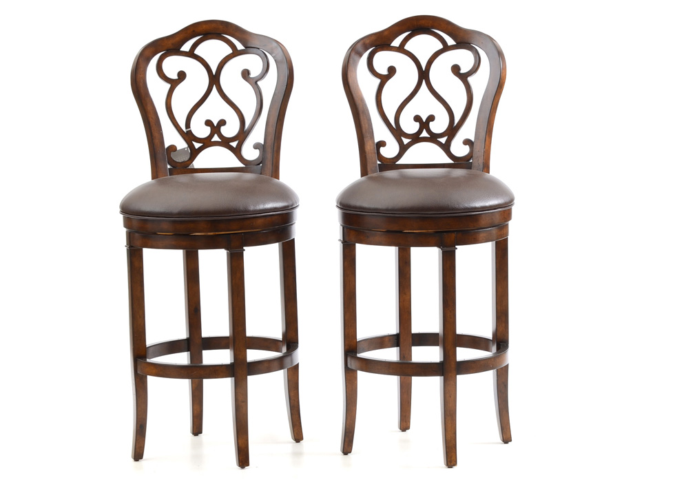 Pair Of French Style Leather Bar Stools Ebth