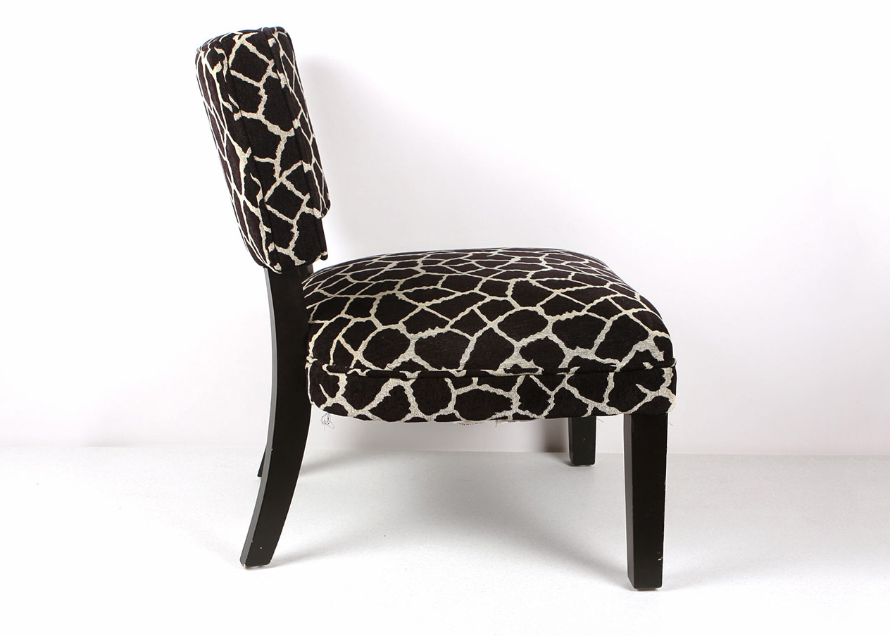 Black and White Giraffe Print Upholstered Accent Chair | EBTH