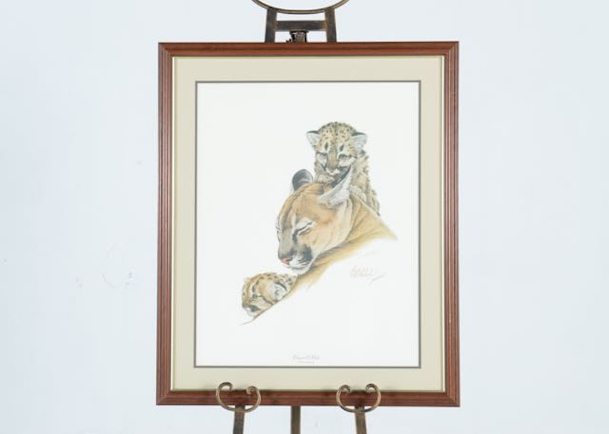 Guy Coheleach Cougars And Cubs Lithograph Print Ebth
