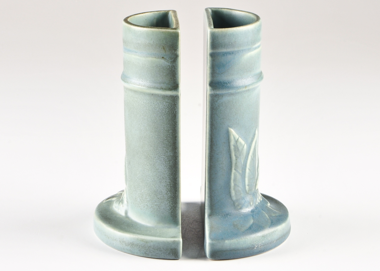 Pair of 1952 Rookwood Pottery Flower Vase Bookends EBTH