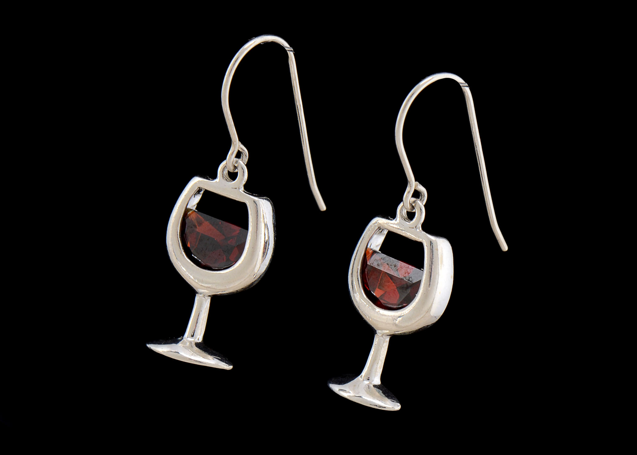 sterling silver wine glass earrings