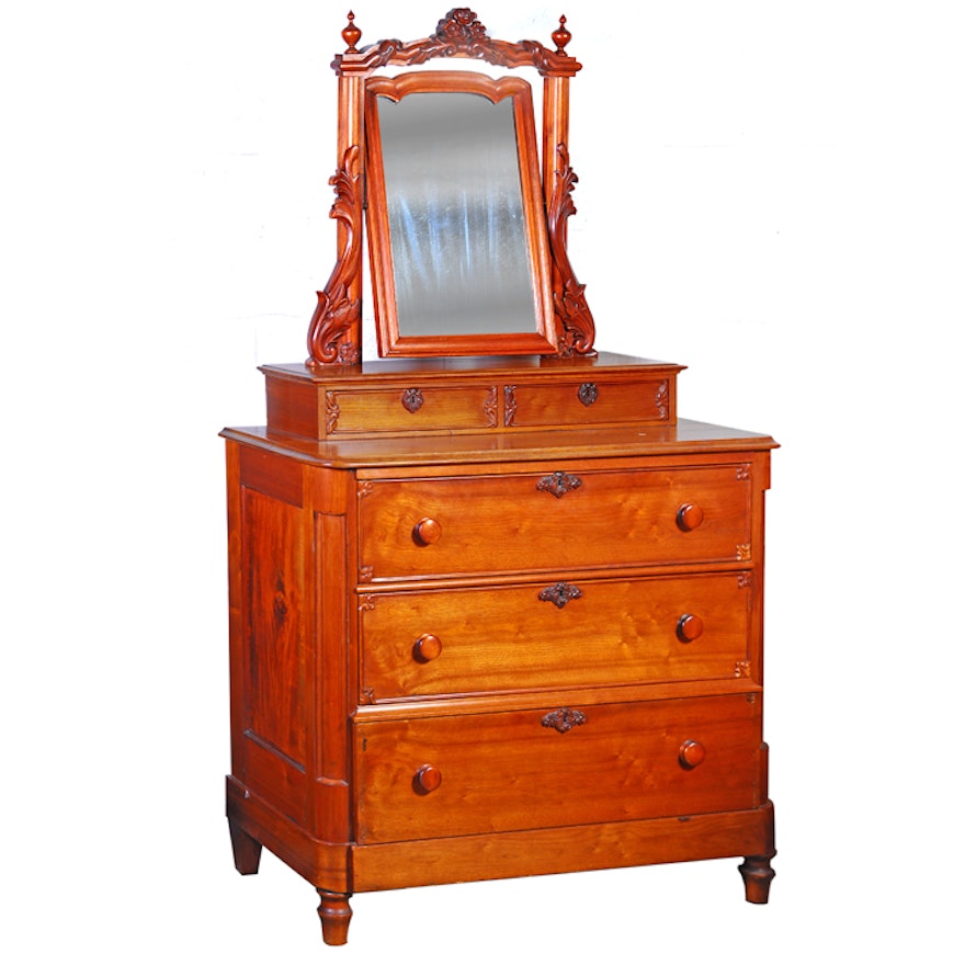 Antique Cherry Dresser With Mirror Antique Cherry Dresser With Mirror
