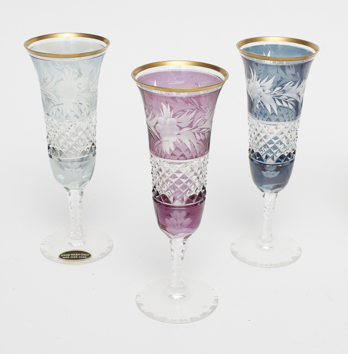 Cut Glass Champagne Flutes EBTH