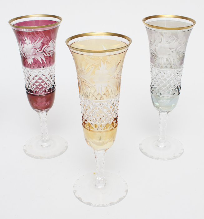 Cut Glass Champagne Flutes EBTH