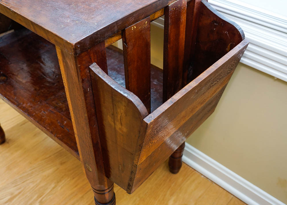Vintage Wooden End Table with Magazine Racks EBTH