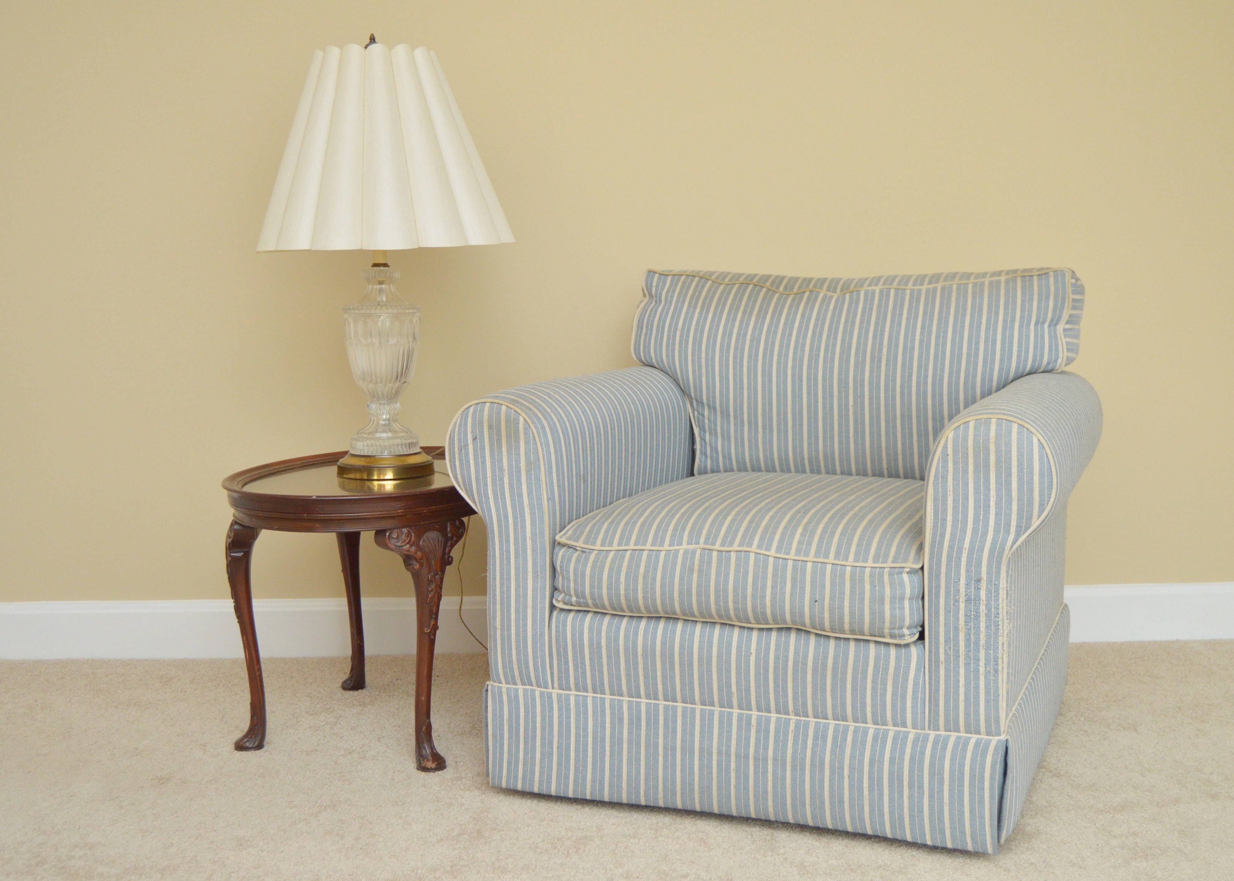 Norwalk Club Chair with Glass Top Table and Lamp EBTH