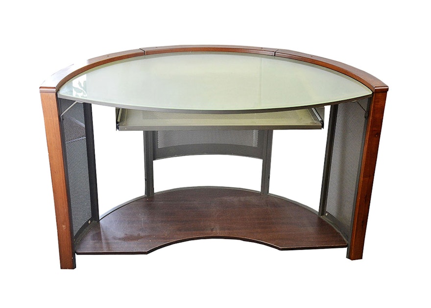 Contemporary Half Circle Computer Desk Ebth