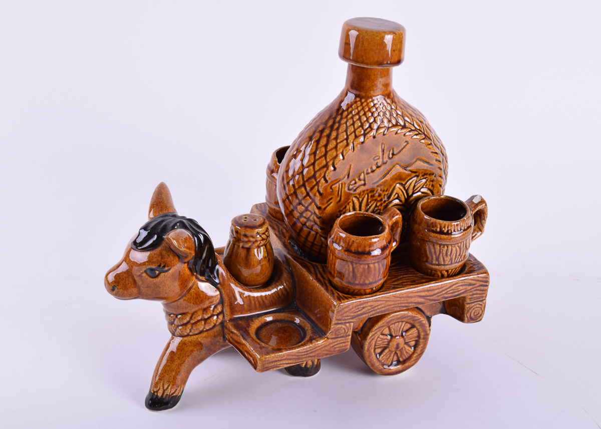 Vintage Donkey Tequila Decanter Set EBTH