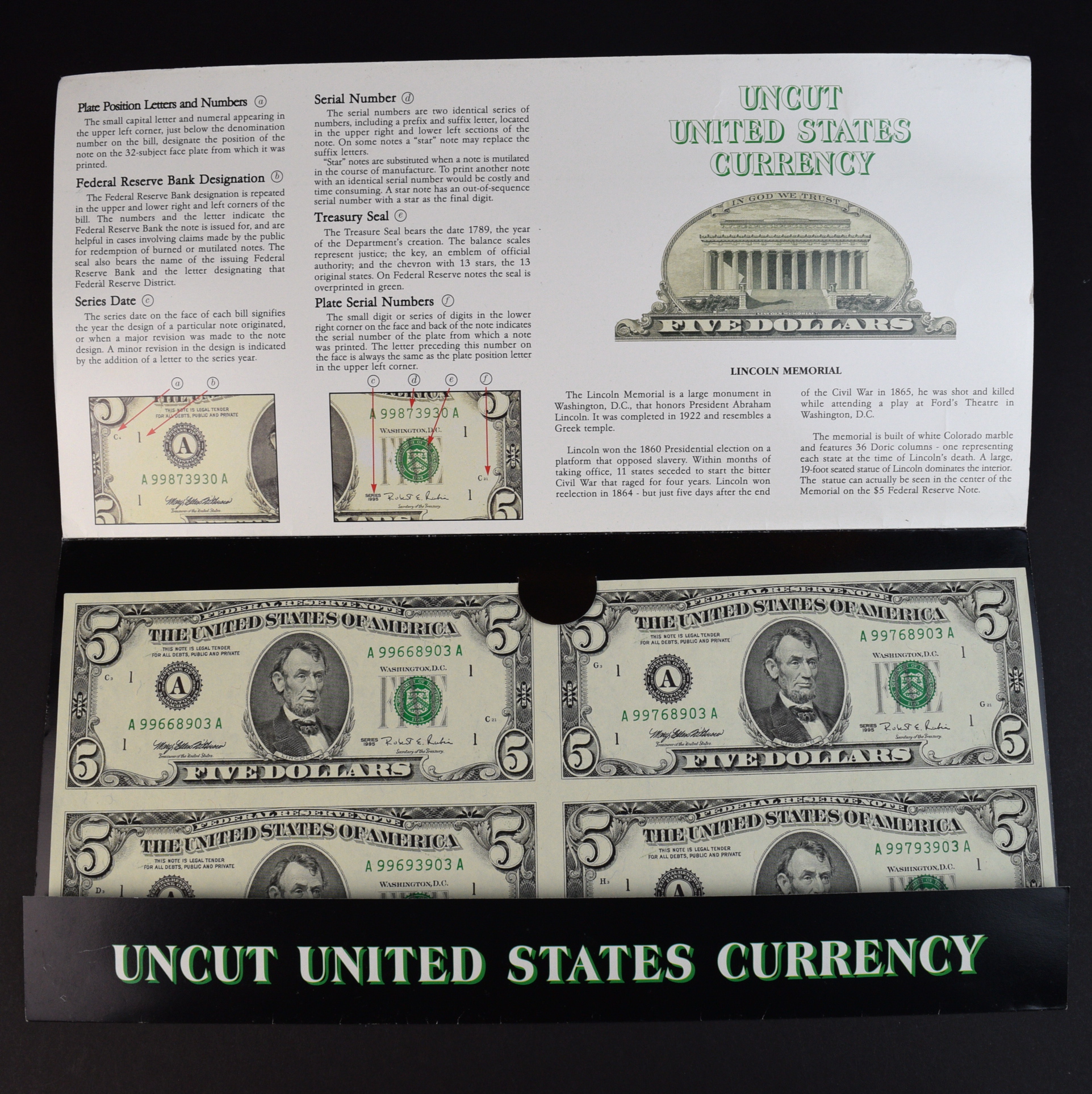 Uncut 5 USD Currency Sheet EBTH