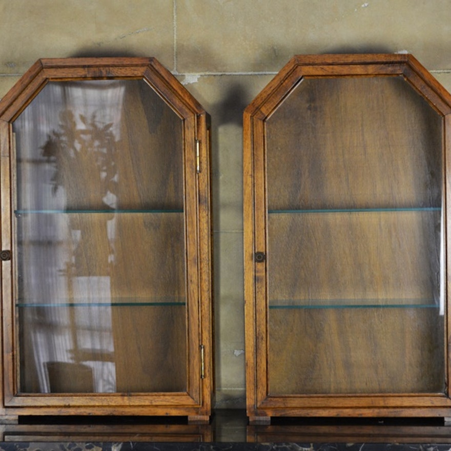 Pair Of Franco Tacchi Wood Table Top Curio Cabinets Ebth