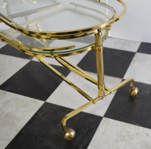 Vintage Brass and Glass Coffee Table With Two Lower Pivoting Surfaces EBTH