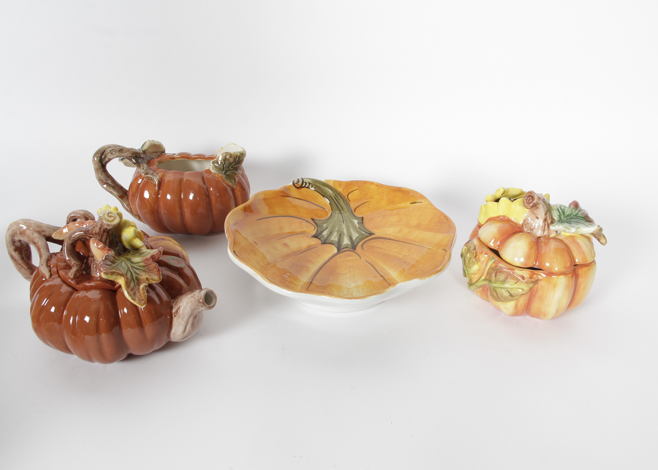 Ceramic Pumpkin Tea Set with William Sonoma Pumpkin Dish EBTH