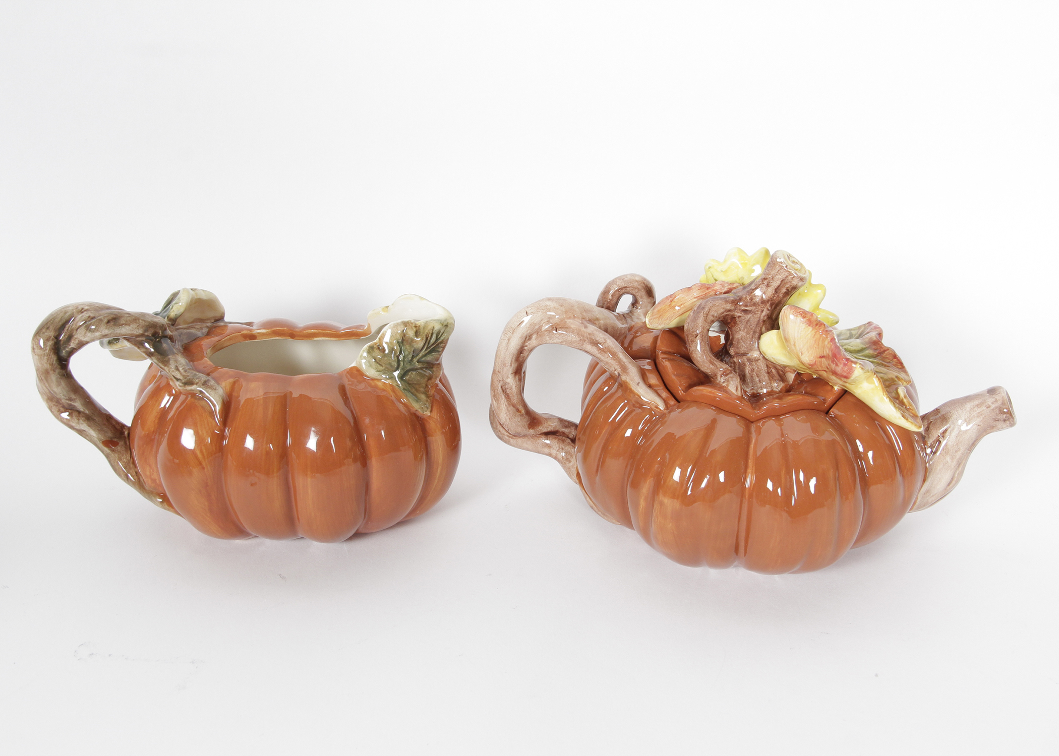 Ceramic Pumpkin Tea Set with William Sonoma Pumpkin Dish EBTH