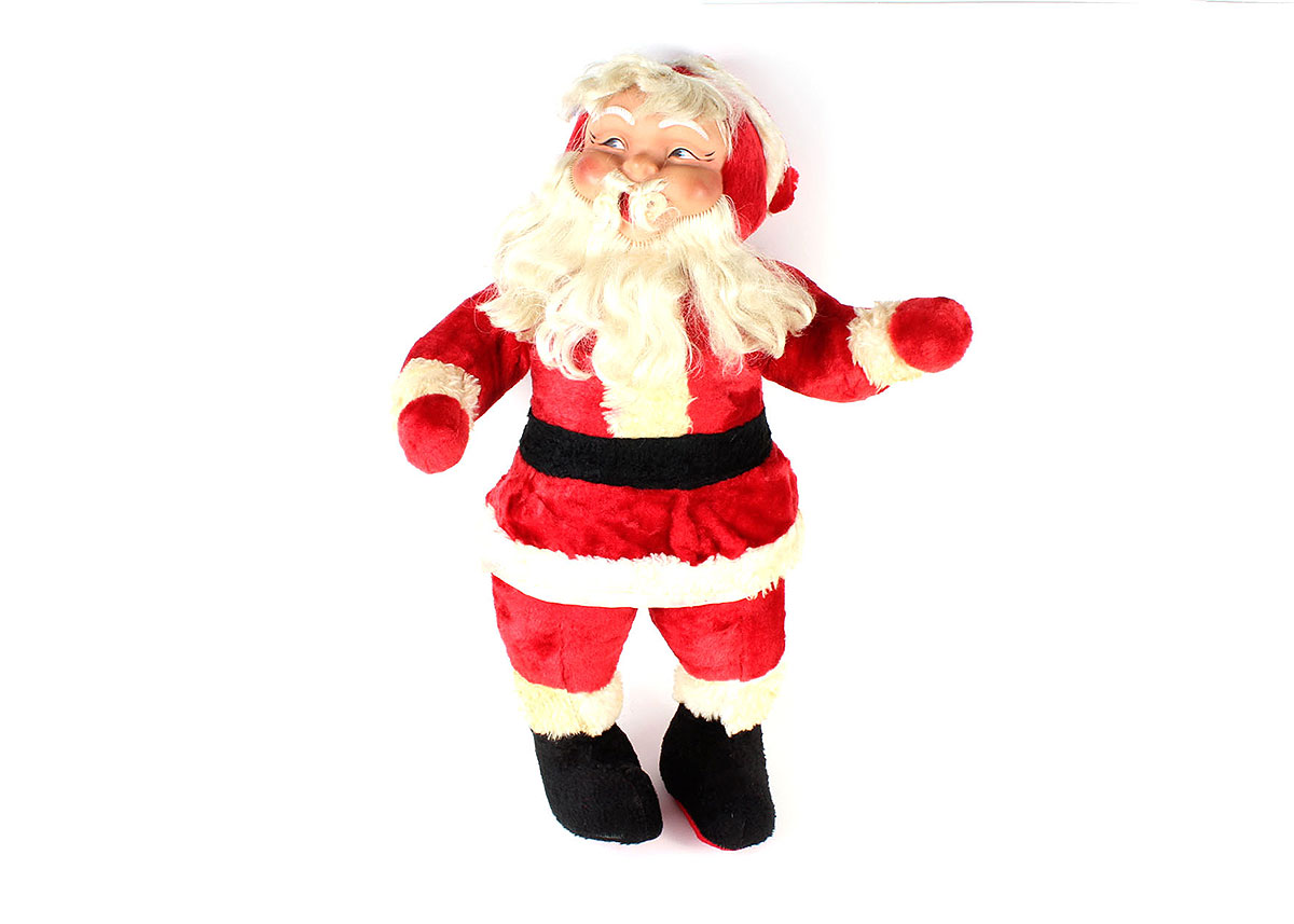 vintage stuffed santa with plastic face