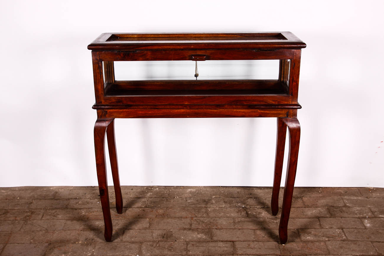 Wood and Glass Display Case Table EBTH