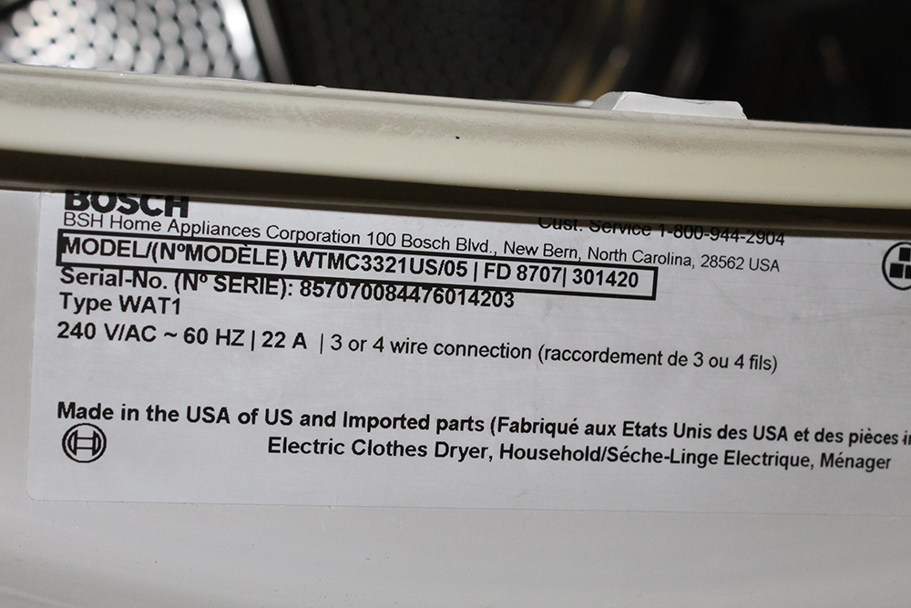 Bosch Nexxt 500 Series Electric Dryer EBTH