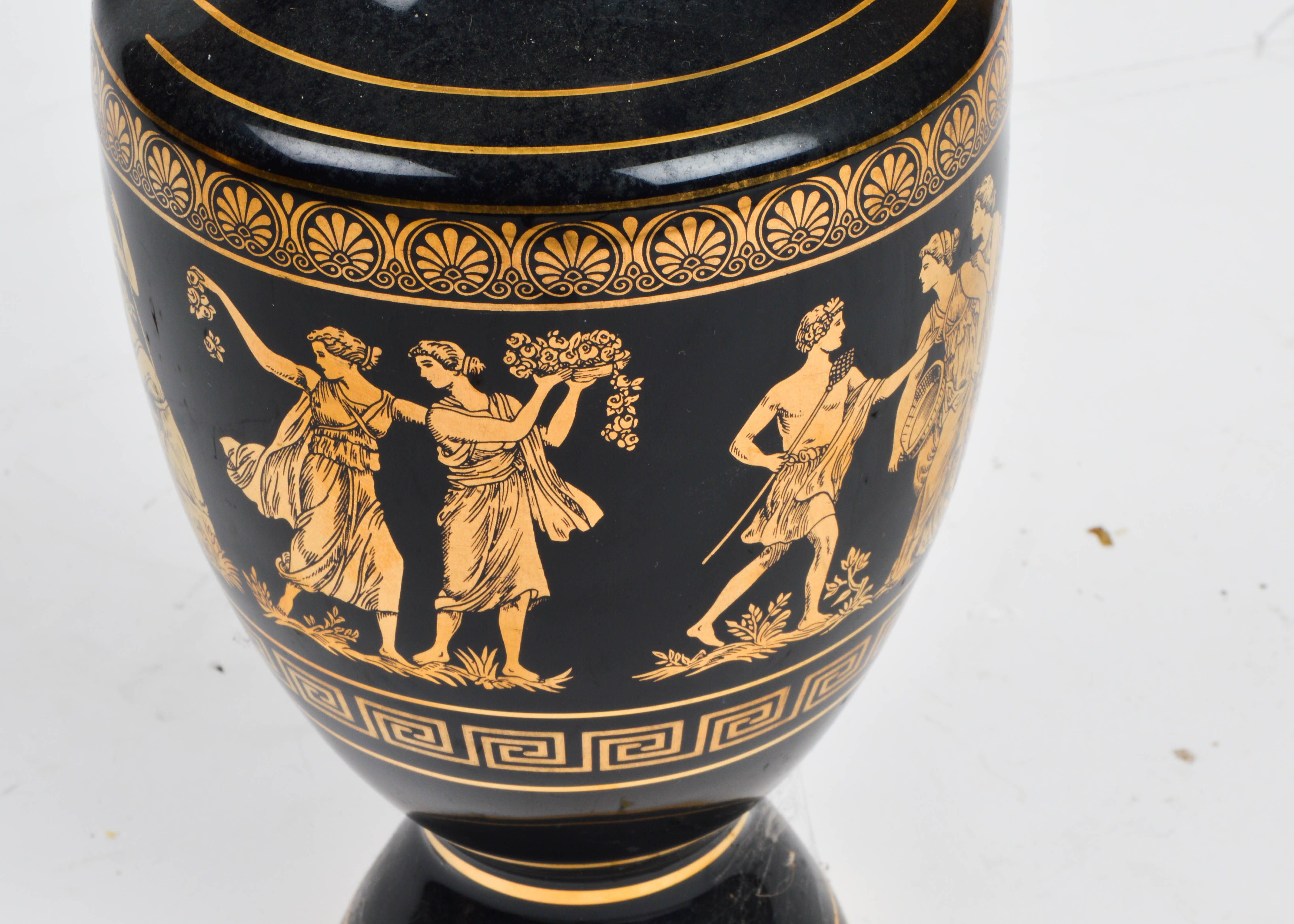 Contemporary Reproduction Grecian Urn with 24K Gold Detail EBTH