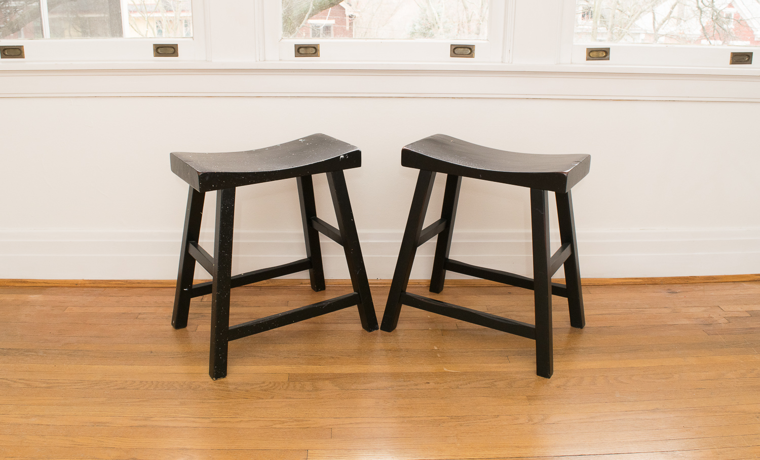 Pair Of Pottery Barn Tibetan Stools Ebth