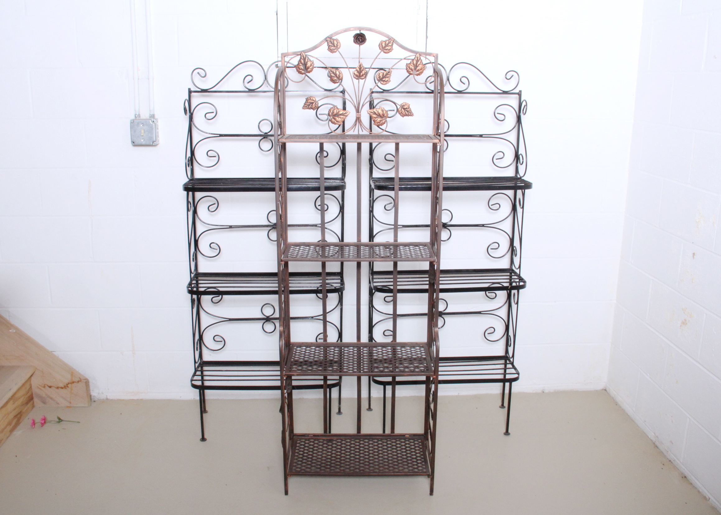 Trio Of Decorative Freestanding Metal Shelves Ebth