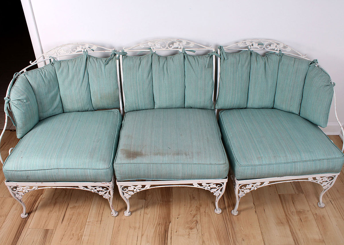 Woodard Wrought Iron ThreePiece Outdoor Sofa EBTH