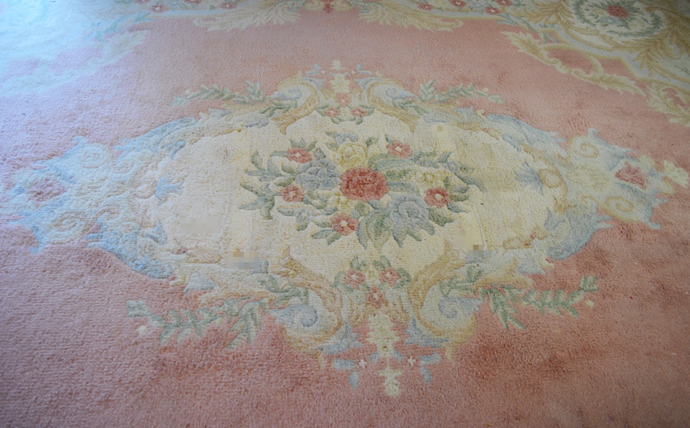 Large Pink Aubusson Style Medallion Wool Area Rug EBTH