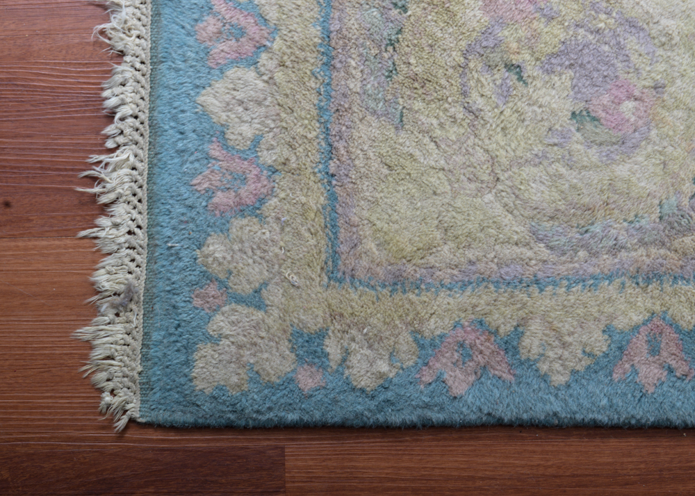 Khalabar Handwoven Indian Wool Rug in Blue EBTH