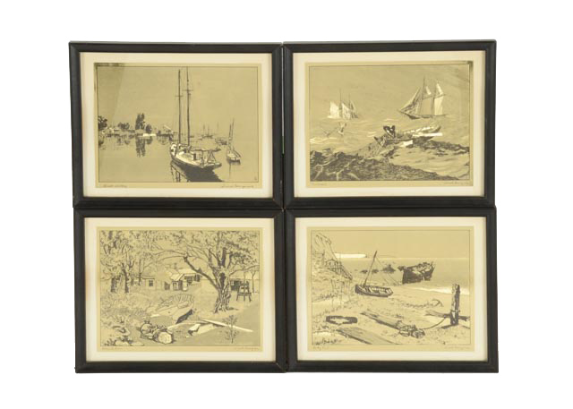 Quartet of Lionel Barrymore Gold Foil Etchings EBTH