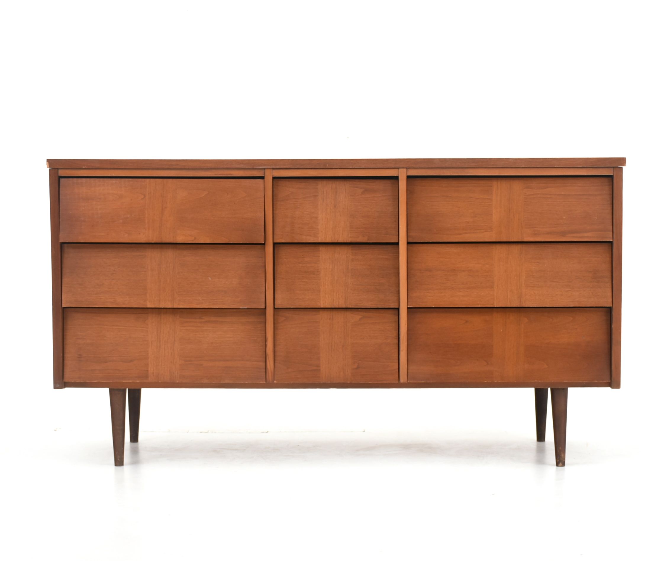 MidCentury Modern Ward Furniture Walnut Triple Dresser EBTH