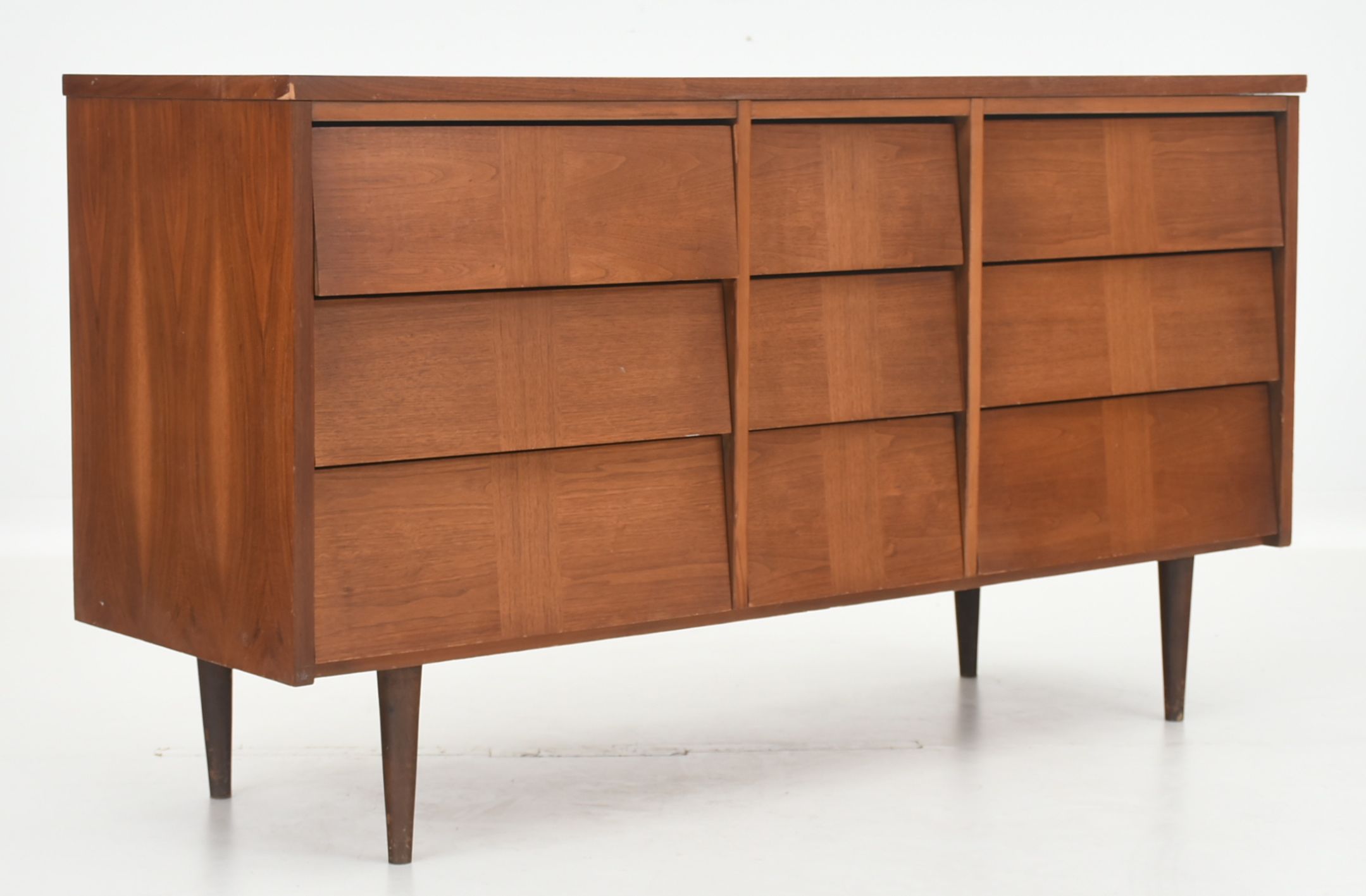 MidCentury Modern Ward Furniture Walnut Triple Dresser EBTH