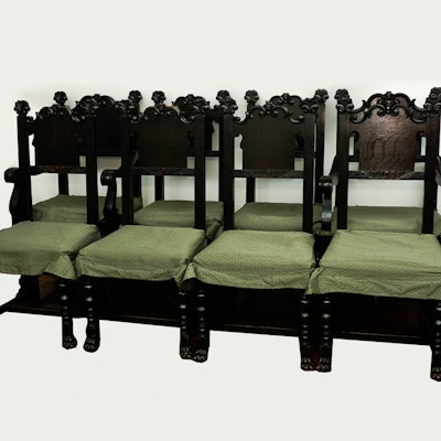 English Red Oak Revival Dining Chairs English Red Oak Revival Dining Chairs