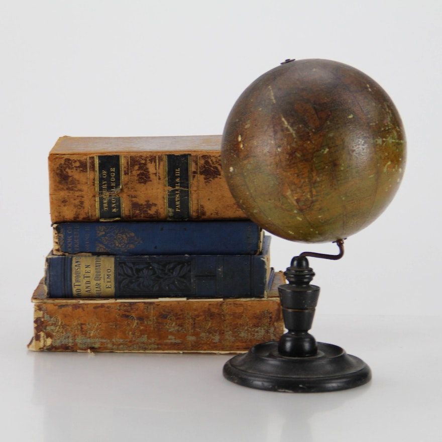Vintage Desk Globe And Vintage And Antique Books Ebth