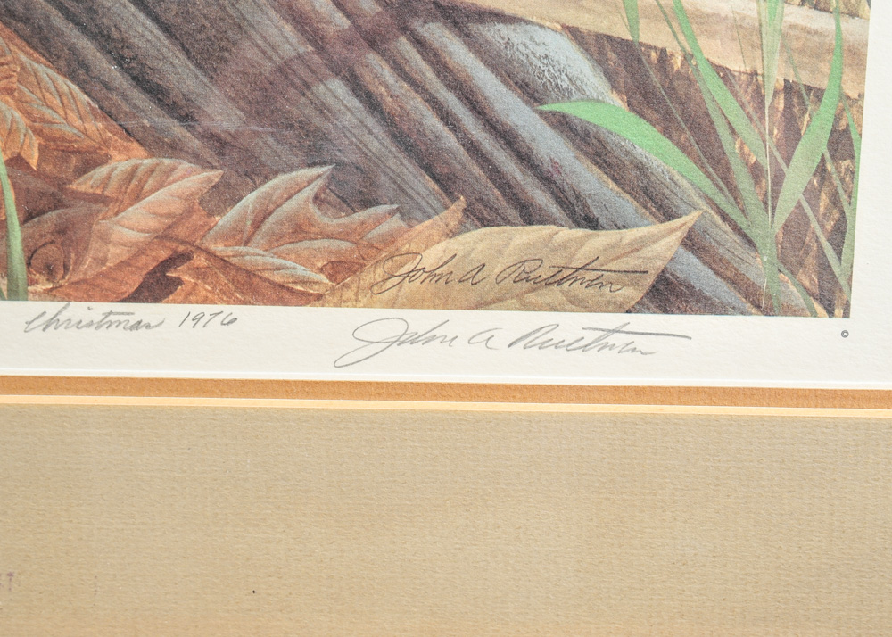 Signed and Numbered John Ruthven Print "Gray Fox Family" EBTH