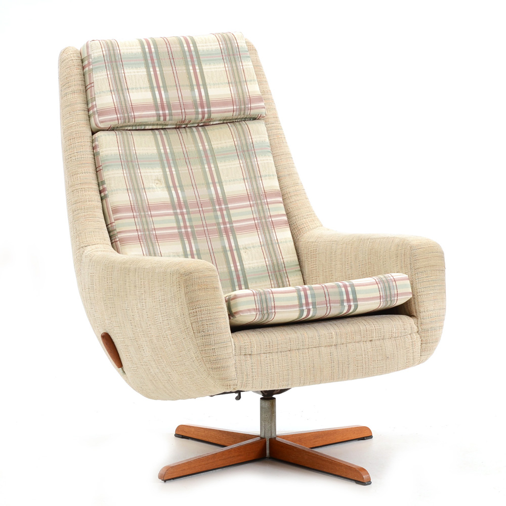 MidCentury Modern Upholstered Reclining Swivel Chair EBTH