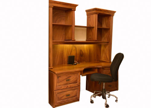 Custom Made Exotic Guanacaste Wood Computer Desk Ebth