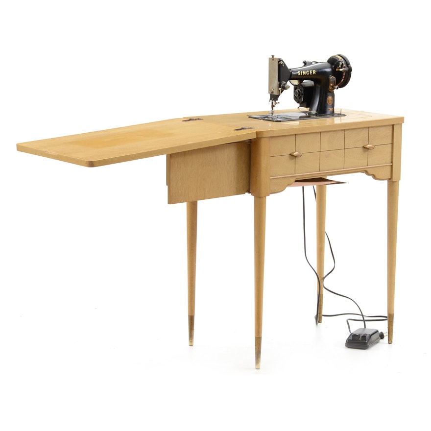 1950s Singer Sewing Machine Table Ebth
