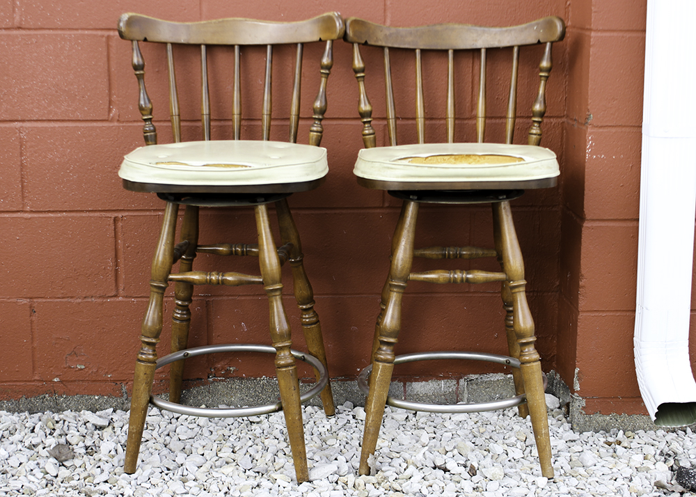 Pair of Vintage Maple Counter Swivel Stools EBTH
