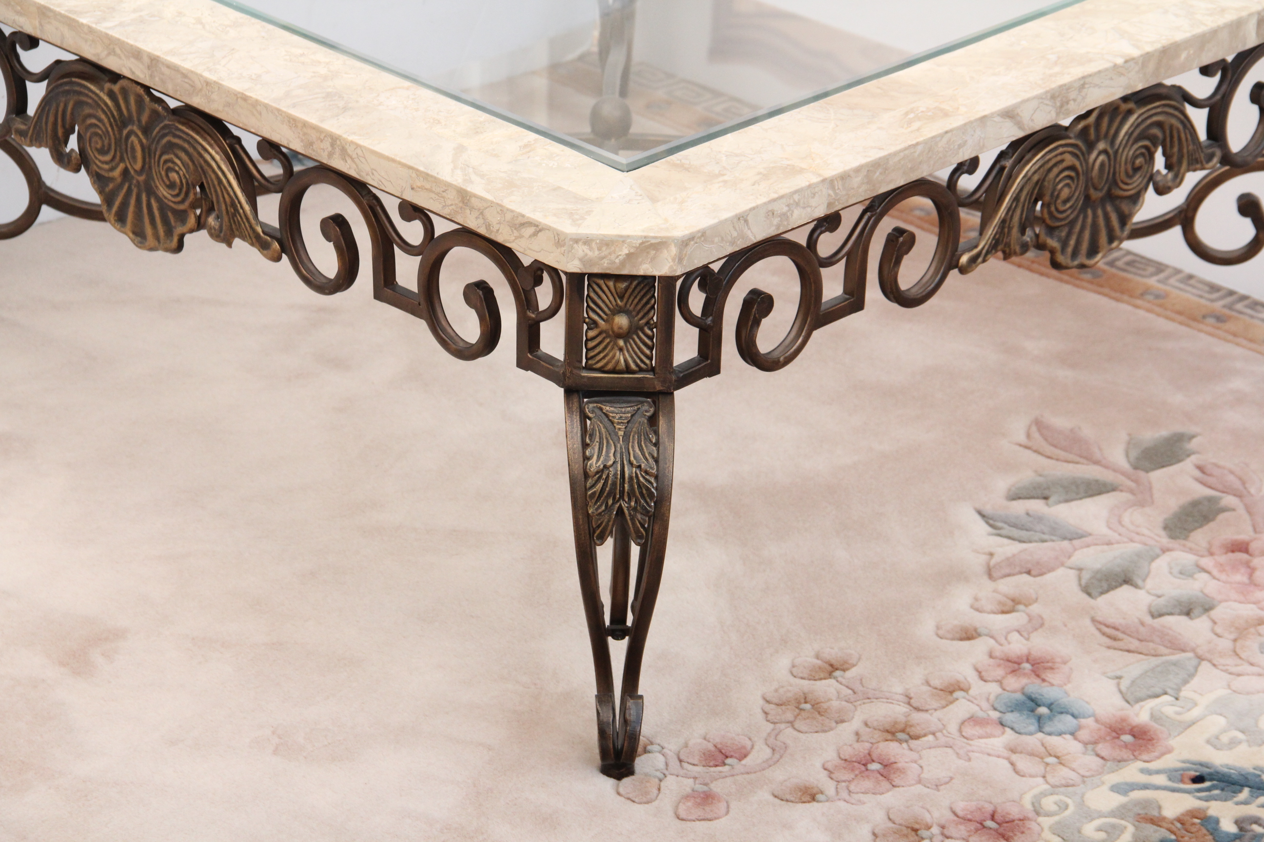 Glass Top Wrought Iron Coffee Table EBTH