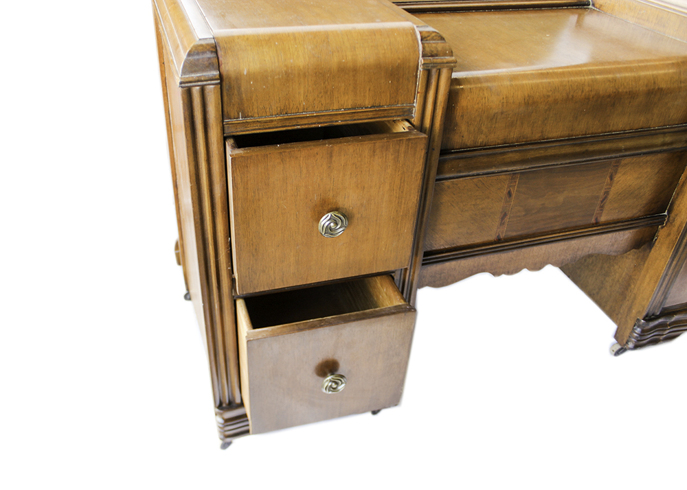 Vintage Art Deco Waterfall Dressing Table with Vanity Mirror EBTH