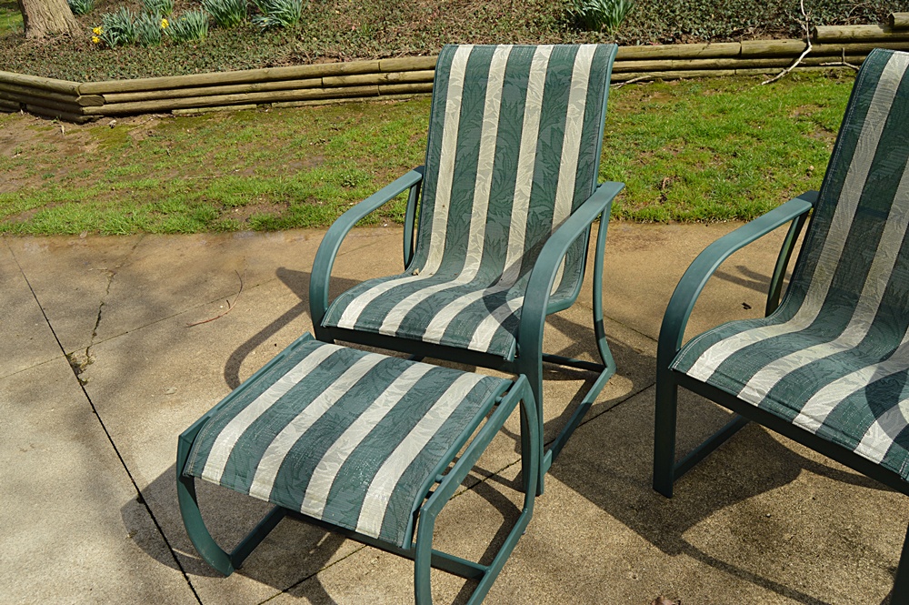 Striped Mesh Patio Chairs and Ottomans EBTH