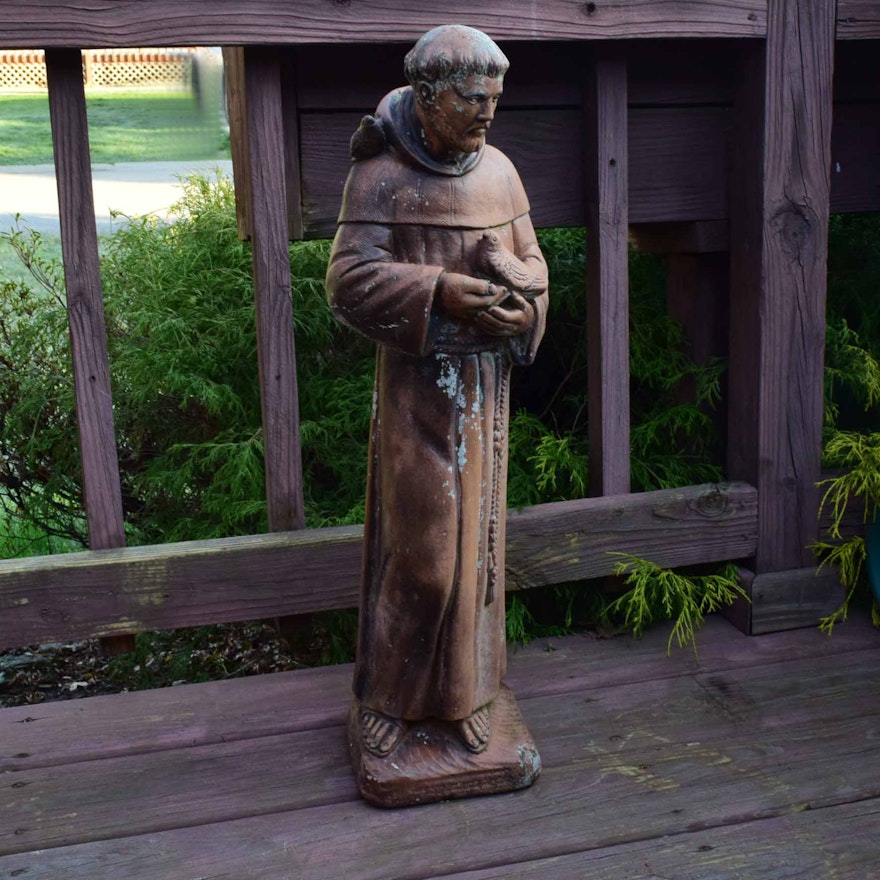 Painted Concrete St Francis Of Assisi Garden Statue Ebth