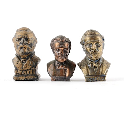 Miniature Bronzed Civil War Figure Busts Miniature Bronzed Civil War Figure Busts