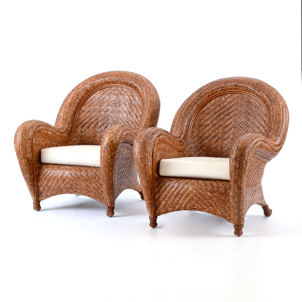 Pair of Pottery Barn Wicker Chairs EBTH